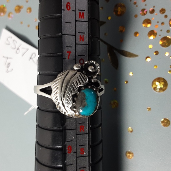 Blue turquoise sterling silver ring - Picture 2 of 10